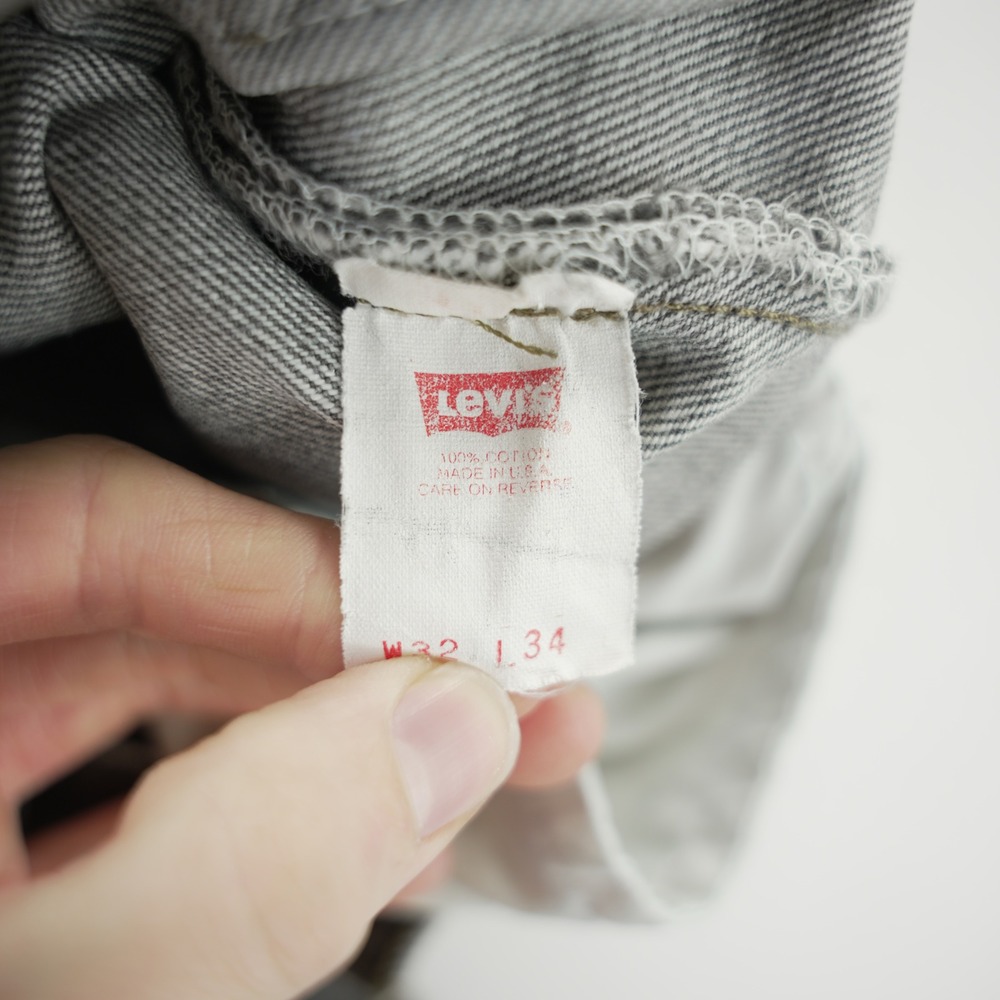 Levis 501 VTG 1993 Original Grey‎ Denim Jeans Mens 32x34 Straight Leg Button Fly - Picture 13 of 15